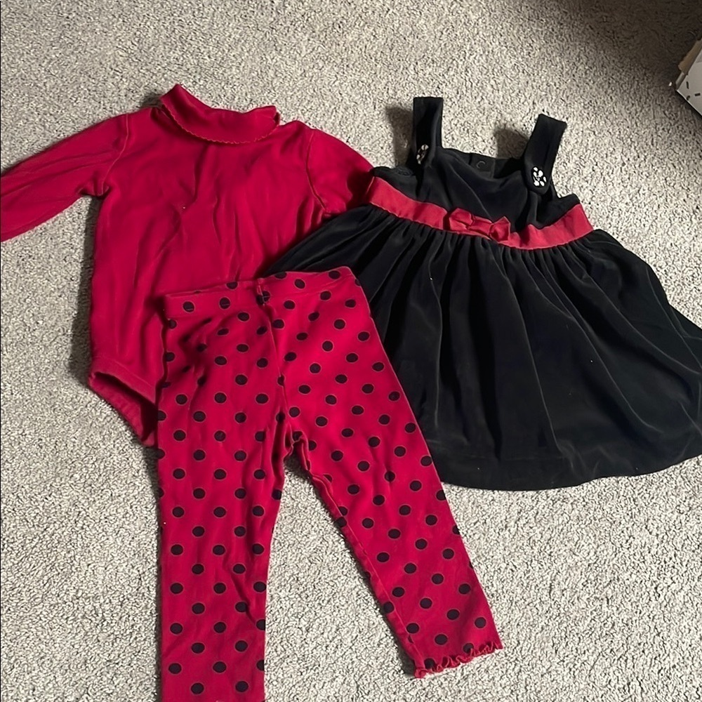 Gymboree Vintage 2008 Girls 3 Piece Black And Red  Matching Set | 18-24 Months